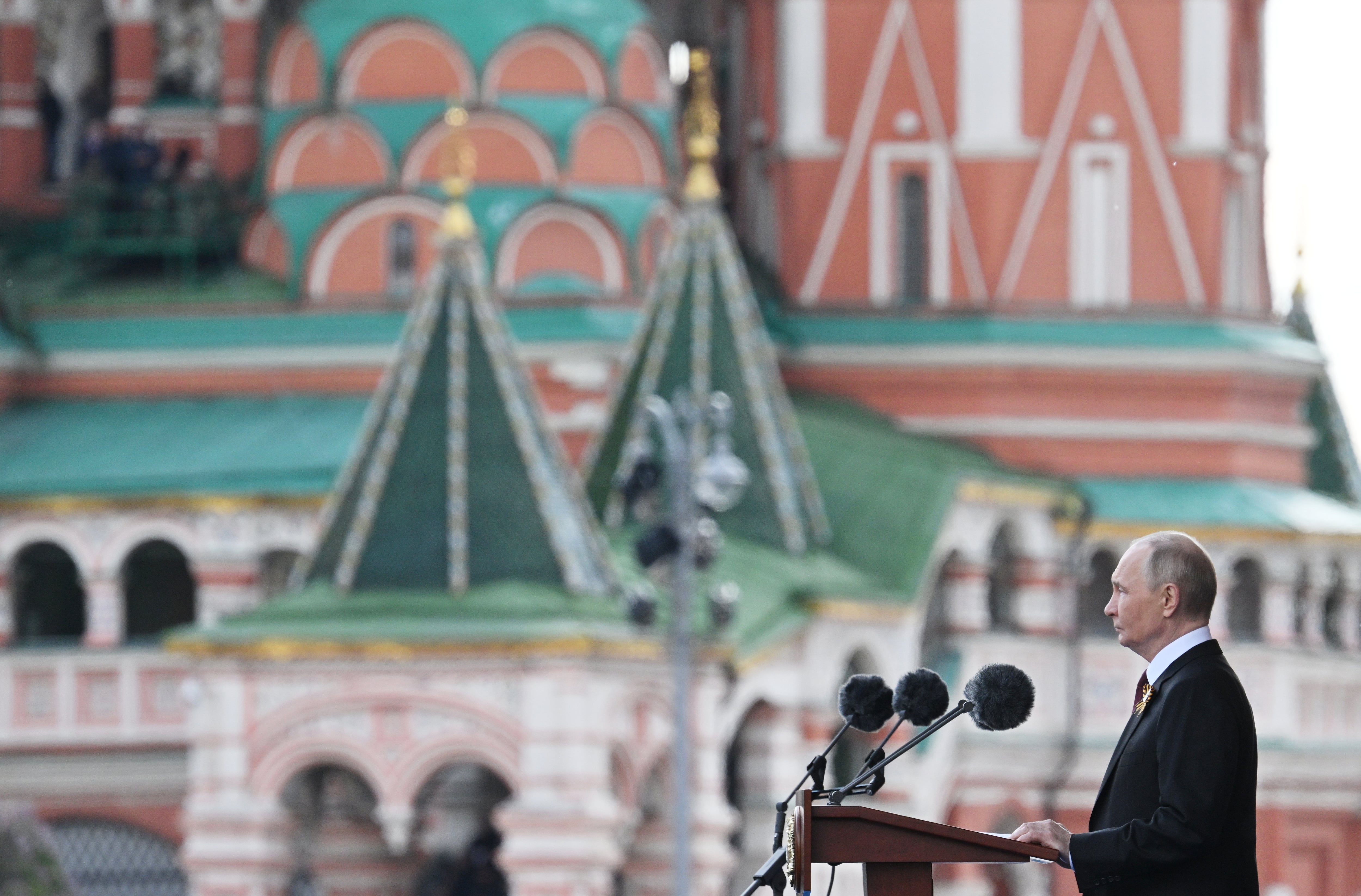 El presidente ruso, Vladimir Putin, en su discurso en la Plaza Roja de Moscú. 