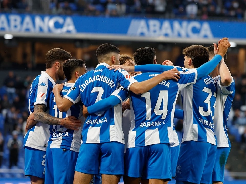 Los jugadores del Dépor celebran un gol al Albacete | Foto: RCDeportivo
